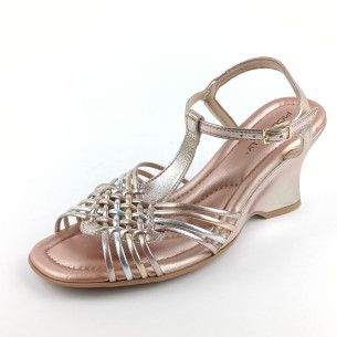 Dámské sandály na klínku Piccadilly 627005-1 metalické