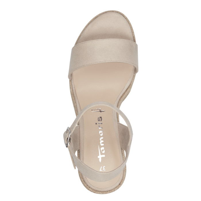 detail Dámské sandály na klínku Tamaris 1-28300-42 251 béžové