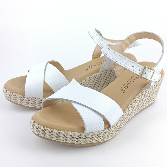 detail Dámské sandály na klínku Pitillos 10568 bílé