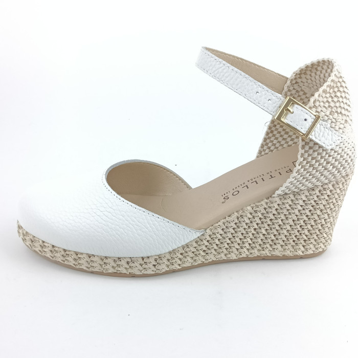 detail Dámské sandály na klínku Pitillos 10634 bílé