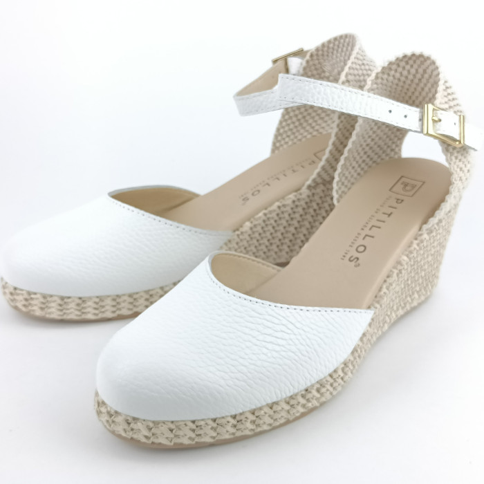 detail Dámské sandály na klínku Pitillos 10634 bílé