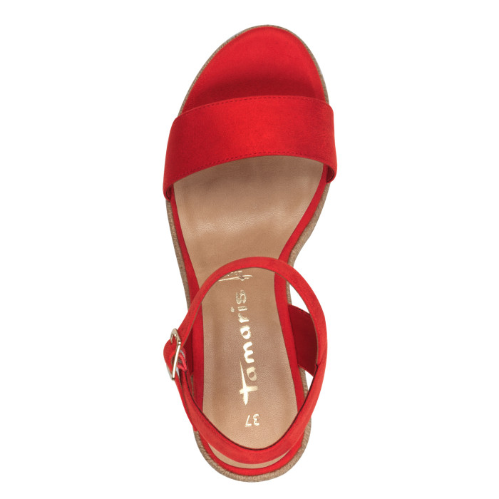 detail Dámské sandály na klínku Tamaris 1-28300-42 500 červené