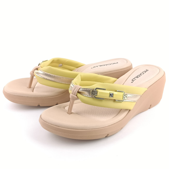 detail Dámské žabky na klínku Piccadilly 540373-5 žluté