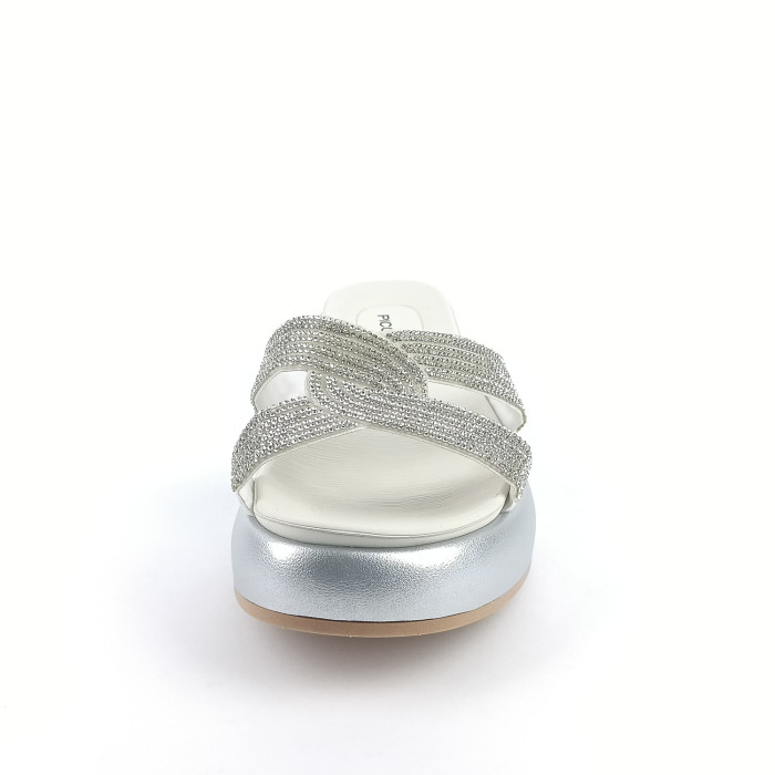 detail Dámské pantofle na platformě Piccadilly 459008-4 stříbrné