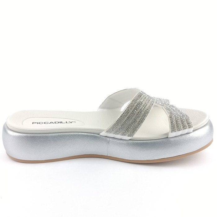 detail Dámské pantofle na platformě Piccadilly 459008-4 stříbrné