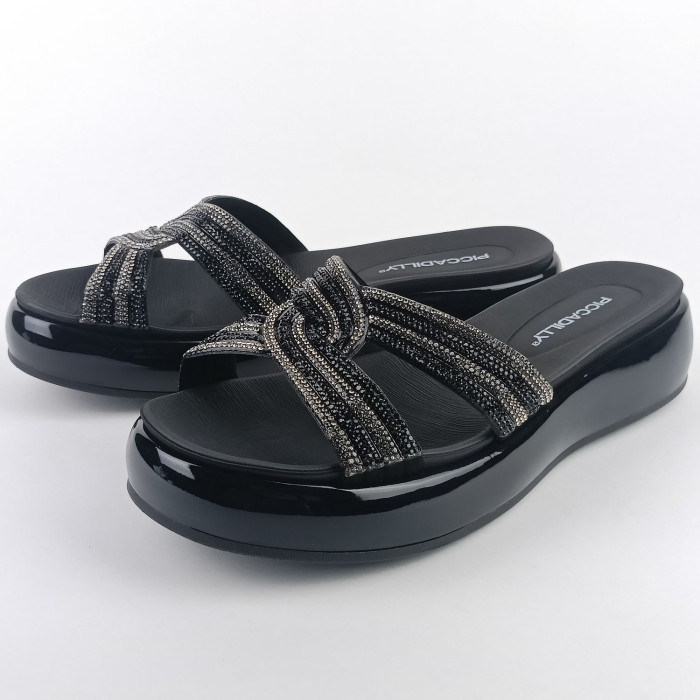 detail Dámské pantofle na platformě Piccadilly 459008-1 černé