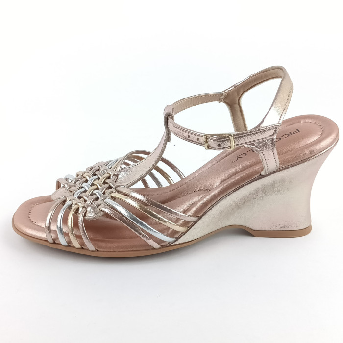 detail Dámské sandály na klínku Piccadilly 627005-1 metalické