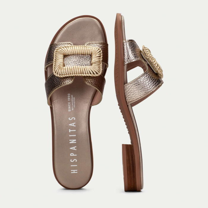 detail Dámské pantofle na podpatku Hispanitas HV253881 metalické