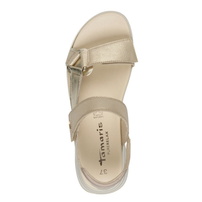 detail Dámské sandály na klínku Tamaris 1-28267-44 116 béžové