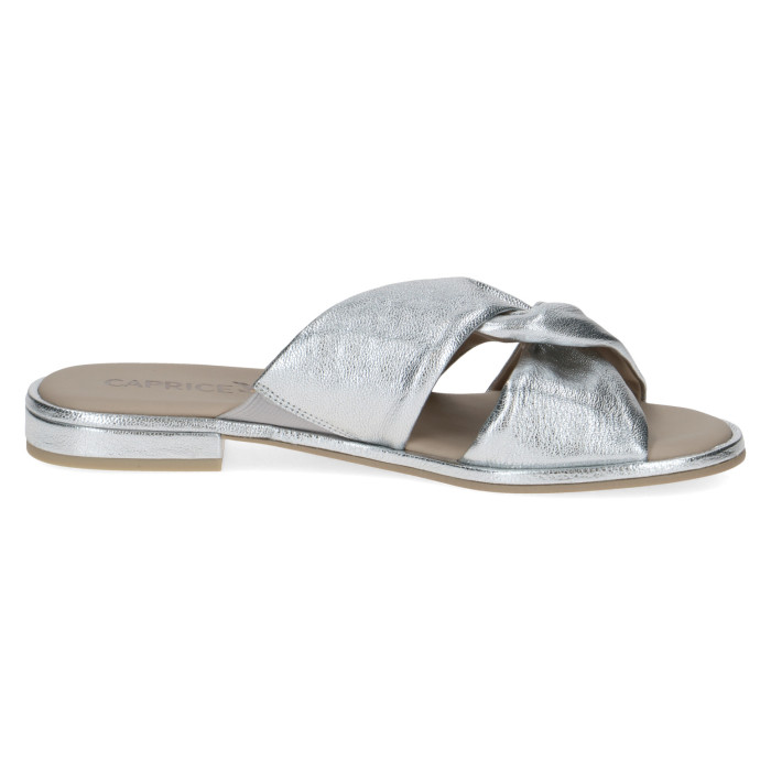 detail Dámské pantofle na podpatku Caprice 9-27100-42 920 stříbrné