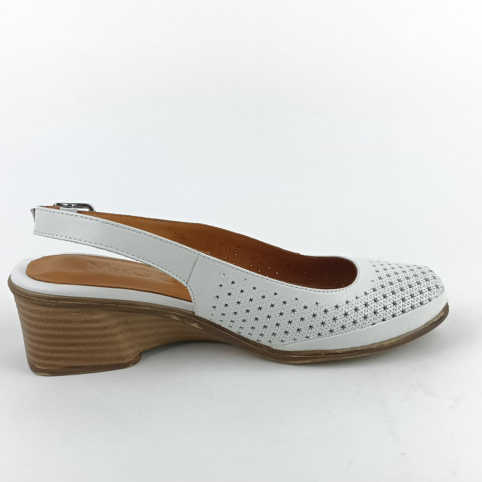 detail Dámské lodičky na klínku Mago 034-Z-90 bílé