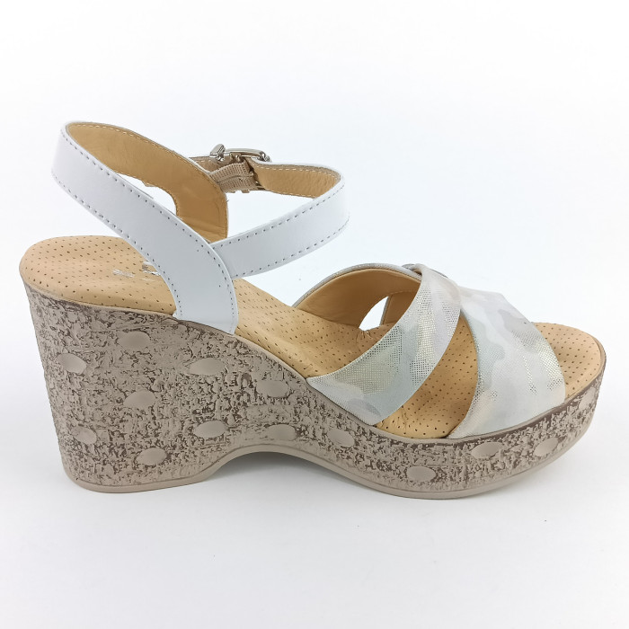 detail Dámské sandály na klínku Iberius 062-79029-M5-4Y bílé