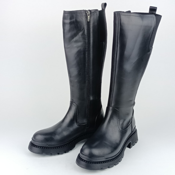 detail Dámské kozačky na podpatku Ladies 25100598 černé