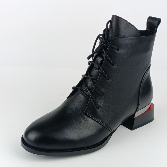 detail Dámské kotníkové zimní boty na podpatku Ladies AZLW2541 černé