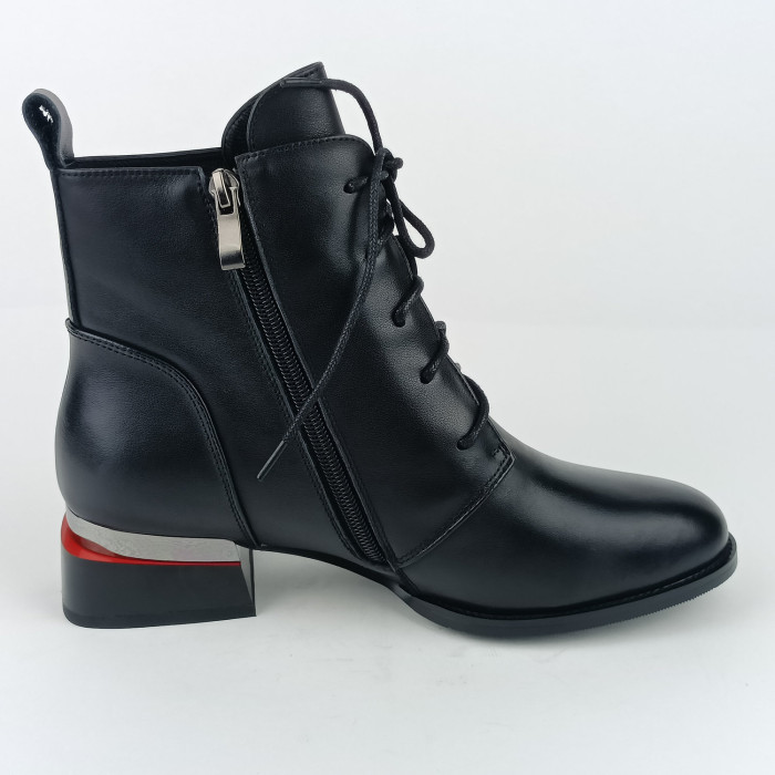 detail Dámské kotníkové zimní boty na podpatku Ladies AZLW2541 černé