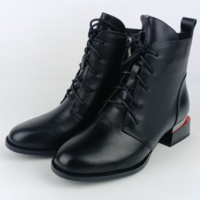 detail Dámské kotníkové zimní boty na podpatku Ladies AZLW2541 černé