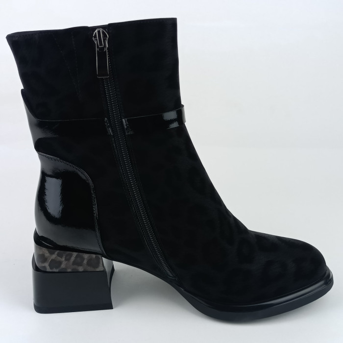 detail Dámské zimní kotníkové boty na podpatku Ladies AZLW2531 černé