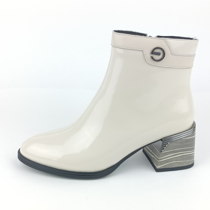 detail Dámské kotníkové boty na podpatku Ladies AZLW2579 béžové