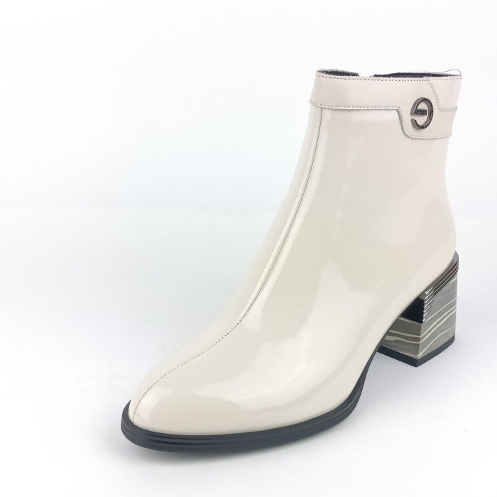 detail Dámské kotníkové boty na podpatku Ladies AZLW2579 béžové