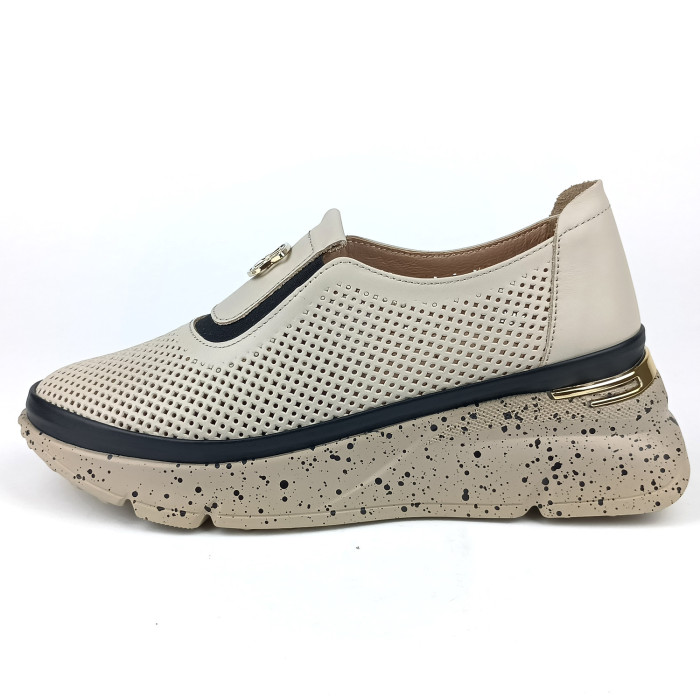 detail Dámské mokasíny na klínku Guero G197-1101-016 béžové