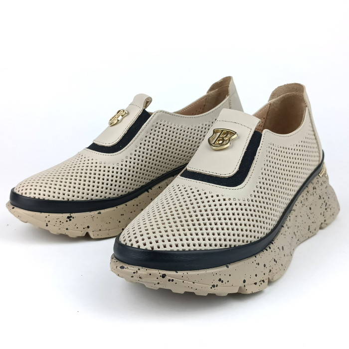 detail Dámské mokasíny na klínku Guero G197-1101-016 béžové