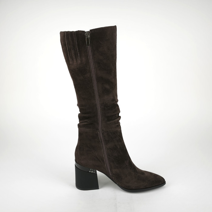 detail Dámské kozačky na podpatku Ladies AZLAW26125 hnědé