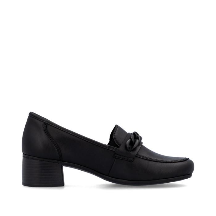 detail Dámské mokasíny na podpatku Rieker 41660-00 černé