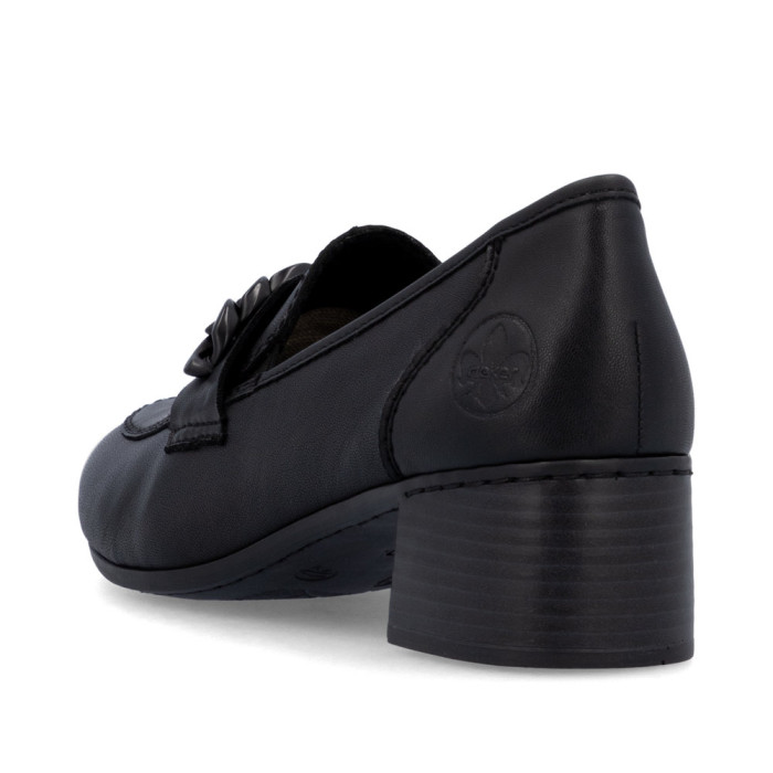 detail Dámské mokasíny na podpatku Rieker 41660-00 černé