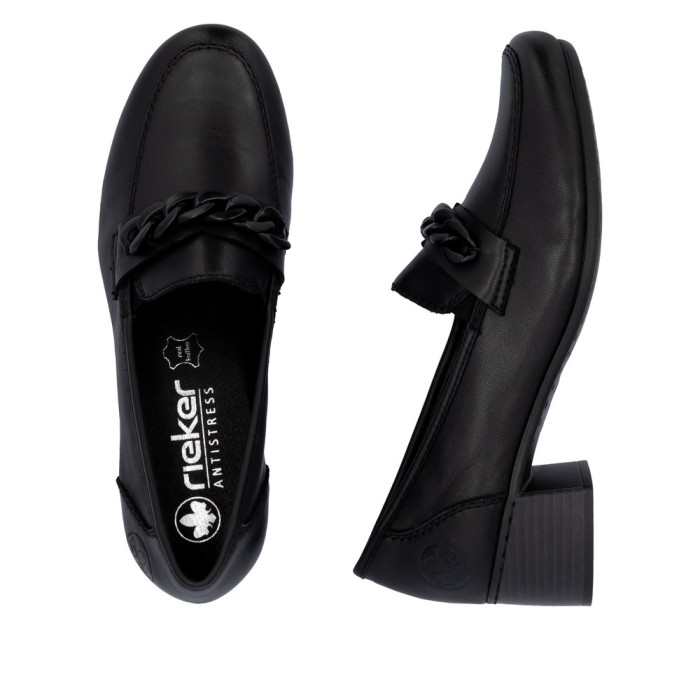 detail Dámské mokasíny na podpatku Rieker 41660-00 černé