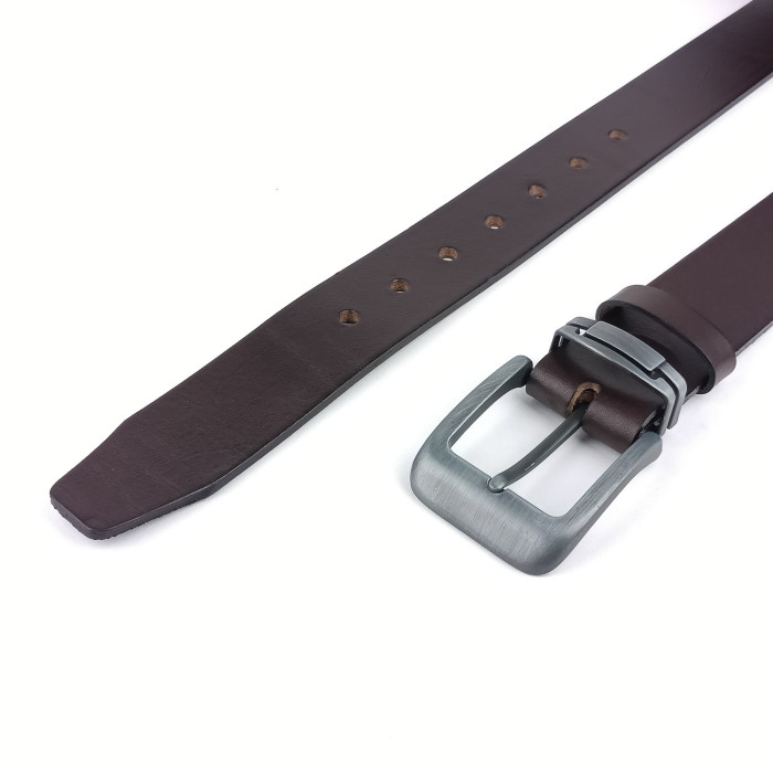 detail Pánský opasek Jeans - kovový průvlek Pennybelts hnědý - šířka 38 mm