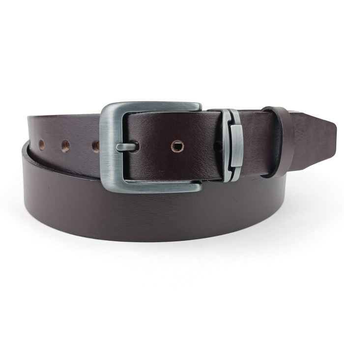 detail Pánský opasek Jeans - kovový průvlek Pennybelts hnědý - šířka 38 mm