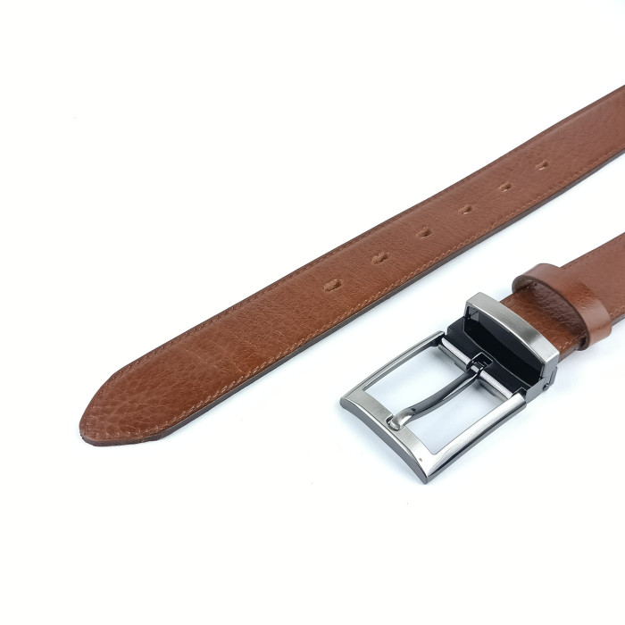 detail Pánský společenský opasek Pennybelts hnědý - šířka 35 mm