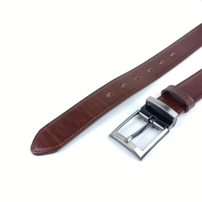 detail Pánský společenský opasek Pennybelts hnědý - šířka 35 mm