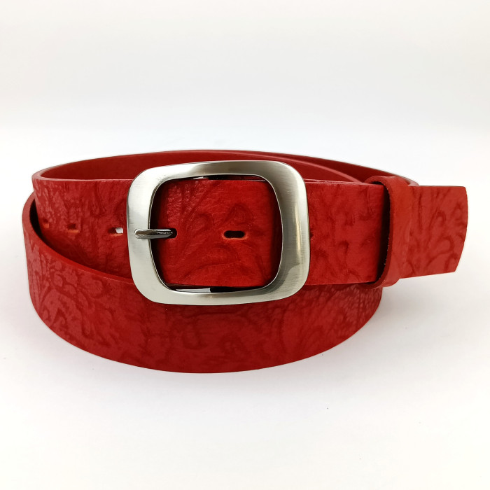 detail Dámský opasek Jeans Pennybelts červený - šířka 38 mm