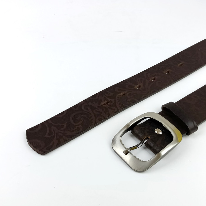 detail Dámský opasek Jeans Pennybelts hnědý - šířka 38 mm