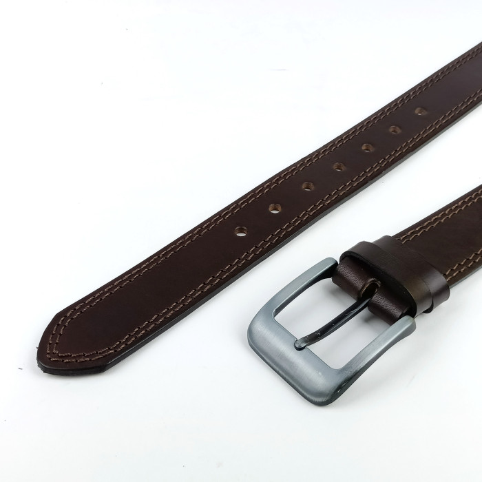 detail Pánský opasek Jeans Pennybelts hnědý - šířka 38 mm