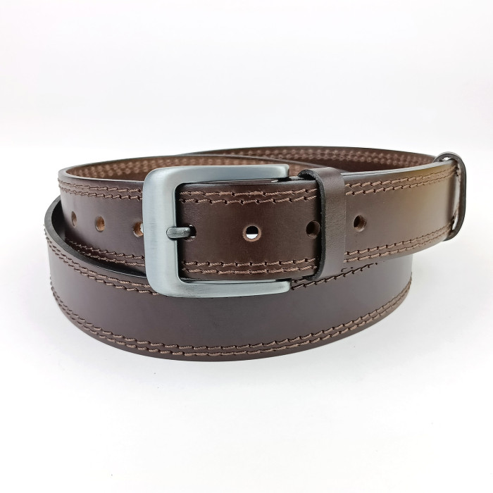 detail Pánský opasek Jeans Pennybelts hnědý - šířka 38 mm
