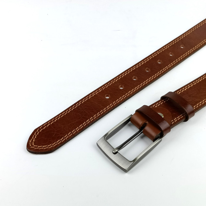 detail Pánský opasek Jeans Pennybelts hnědý - šířka 38 mm
