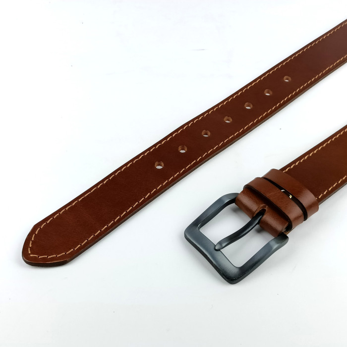 detail Pánský opasek Jeans Pennybelts hnědý - šířka 38 mm