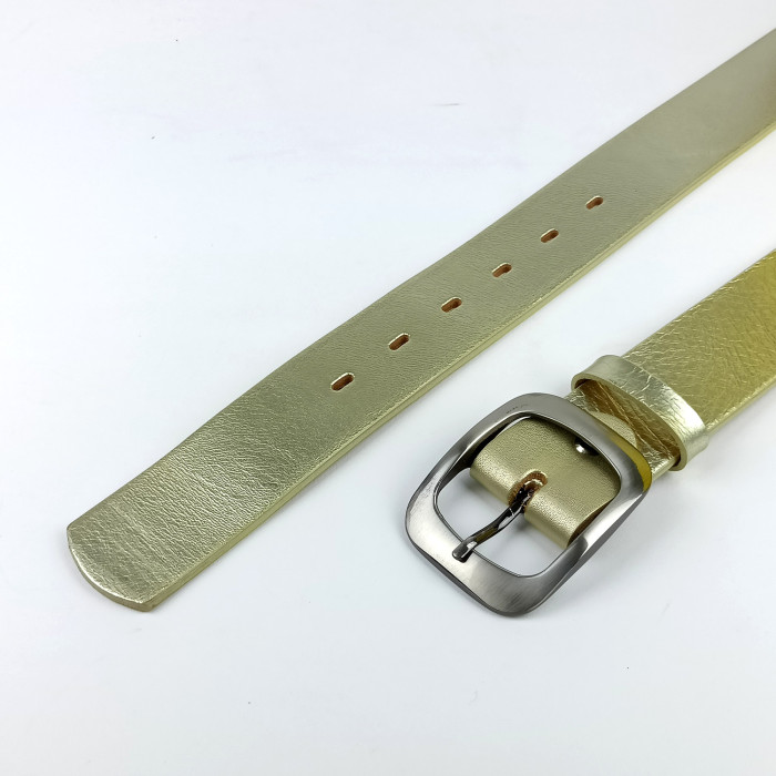 detail Dámský opasek Jeans Pennybelts zlatý - šířka 38 mm