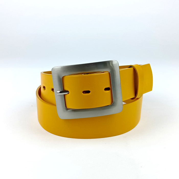 detail Dámský opasek Jeans Pennybelts žlutý - šířka 38 mm