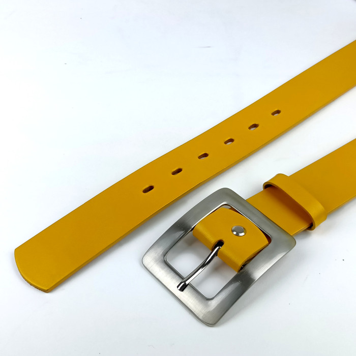 detail Dámský opasek Jeans Pennybelts žlutý - šířka 38 mm