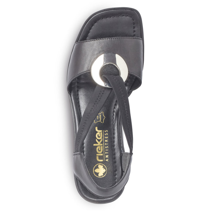 detail Dámské sandály na podpatku Rieker 62662-01 černé
