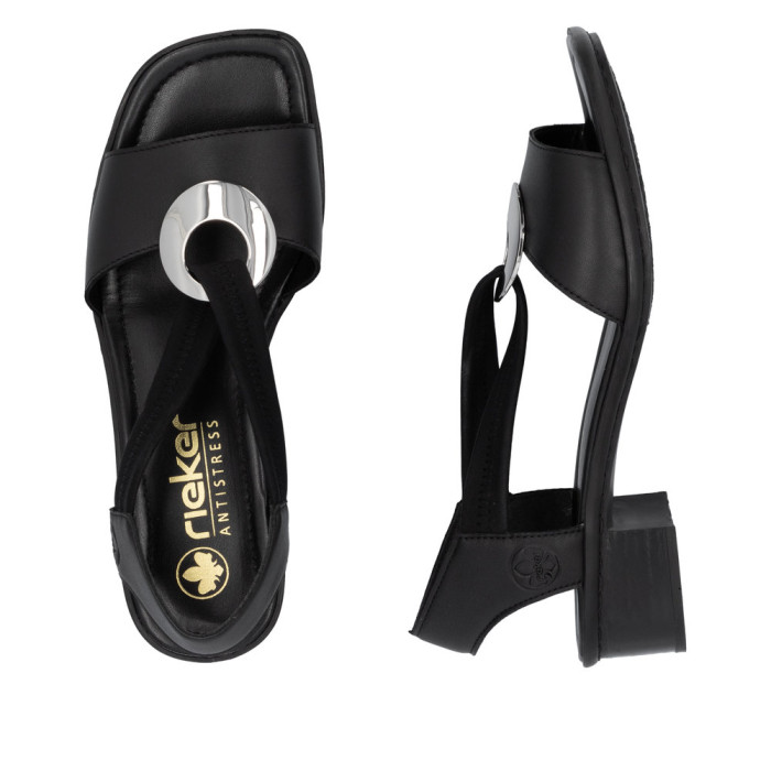 detail Dámské sandály na podpatku Rieker 62662-01 černé