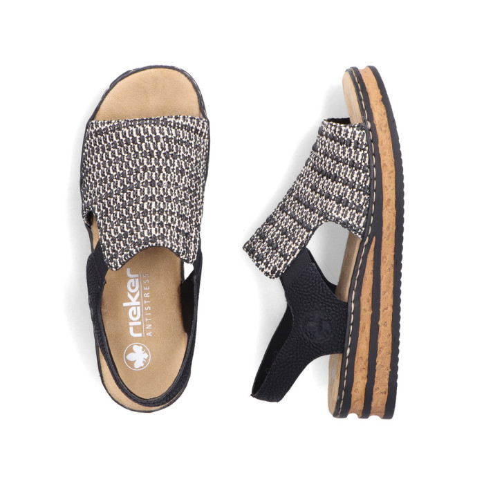 detail Dámské sandály na klínku Rieker 62971-00 černé