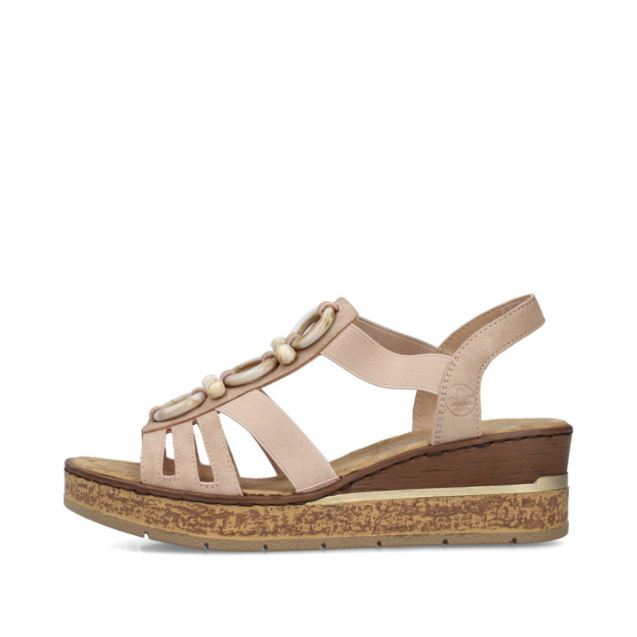 detail Dámské sandály na klínku Rieker 63778-31 béžové