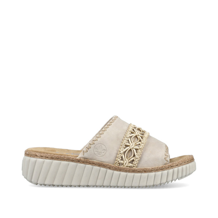 detail Dámské pantofle na klínku Rieker 69278-60 béžové