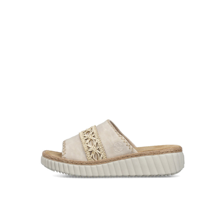 detail Dámské pantofle na klínku Rieker 69278-60 béžové