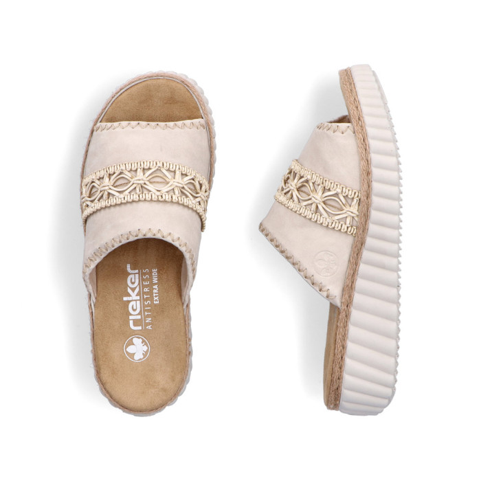 detail Dámské pantofle na klínku Rieker 69278-60 béžové