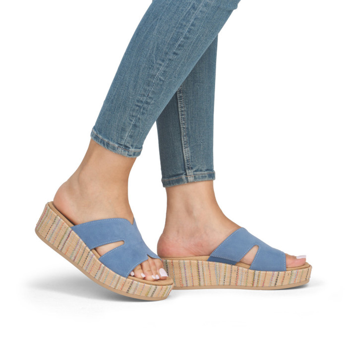 detail Dámské pantofle na klínku Remonte D1N55-14 modré